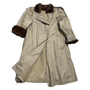 GENUINE FUR Vintage 80s Lady Western Retro Business Casual Trench Coat 2XL